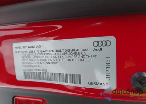 2023 Audi S5 Sportback Prestige Tfsi Quattro Tiptronic из США, поврежденный, VIN WAUB4CF56PA014553